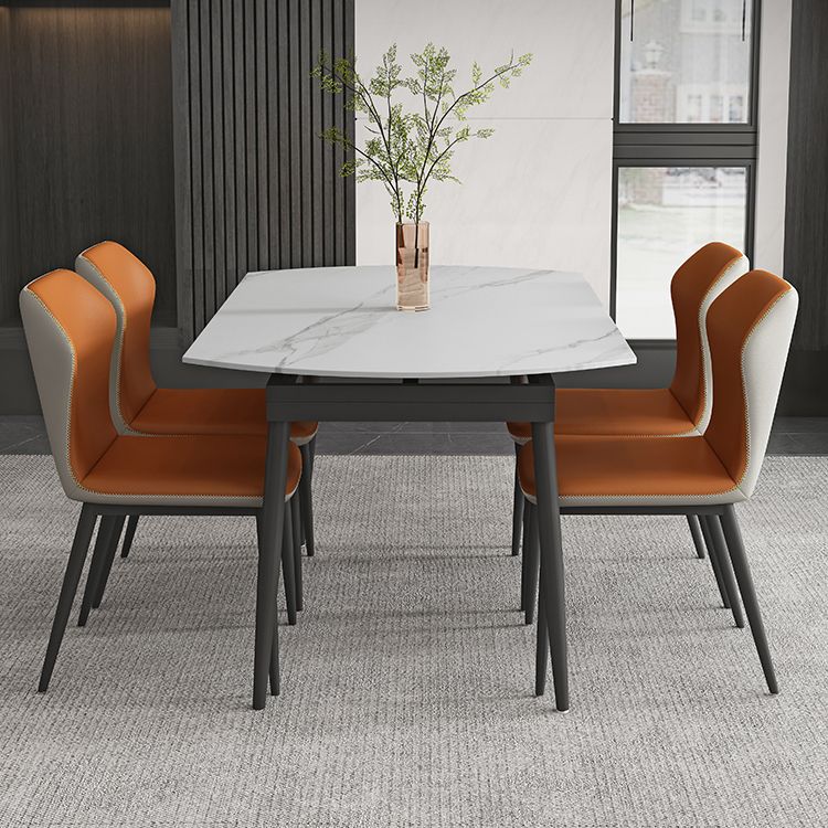 Modern Style Round 4 Legs Table Stone Dining Room Home Furniture with Drop-Leaf