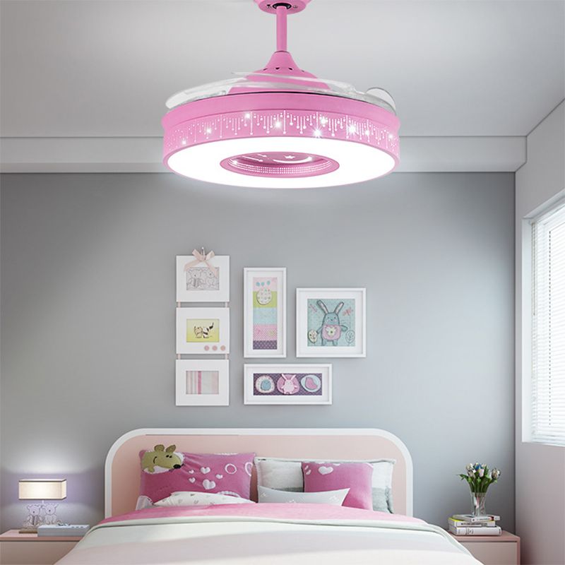 Creatieve cartoon sterrenhemel plafondventilator licht acryl kids slaapkamer semi -flush mount licht
