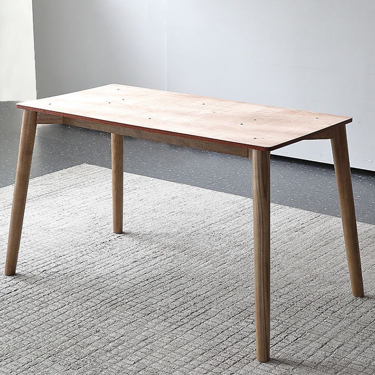 Mid-Century Modern Stone Dining Table Rectangle Dining Table with Solid Wood Legs