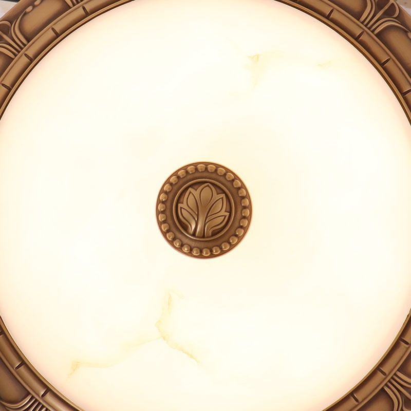 Lámpara de techo empotrada de latón con pantalla de cristal, montaje empotrado en forma de cuenco, estilo clásico, para espacios interiores