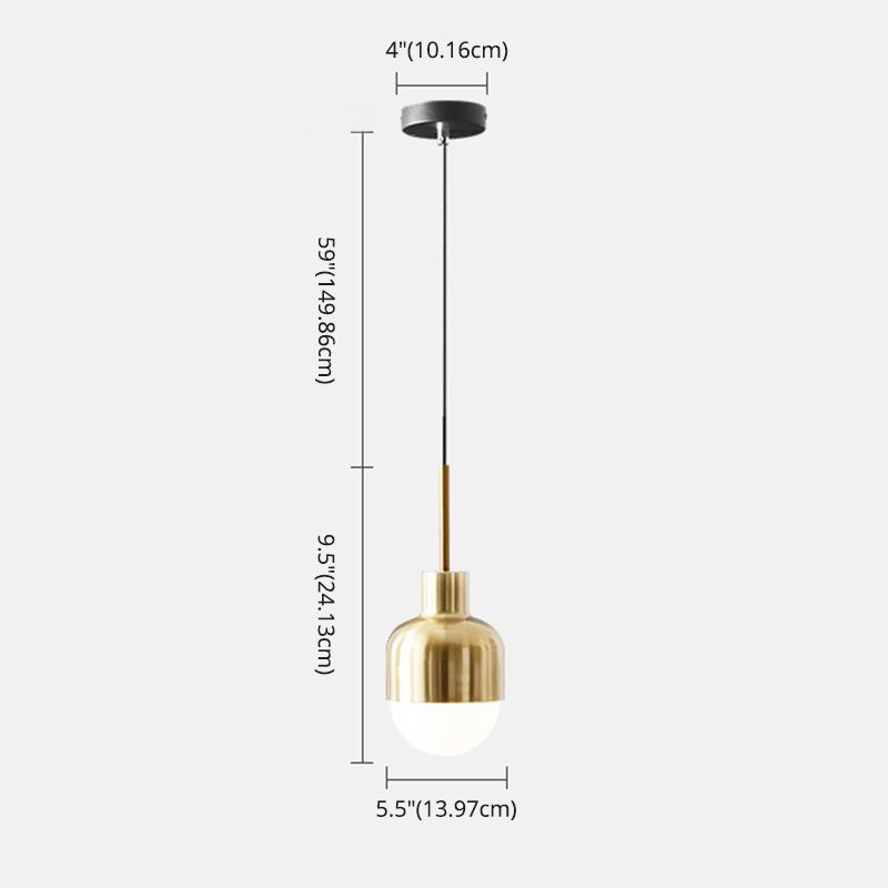 Minimalist Shaded Ceiling Pendant Light Metal Bedroom Hanging Light Fixture in Brass
