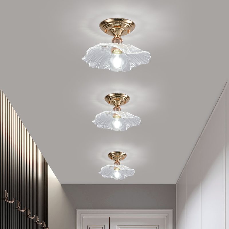 Nordic Style Ceiling Light Circle Shape Ceiling Lamp with Glass Shade for Bedroom