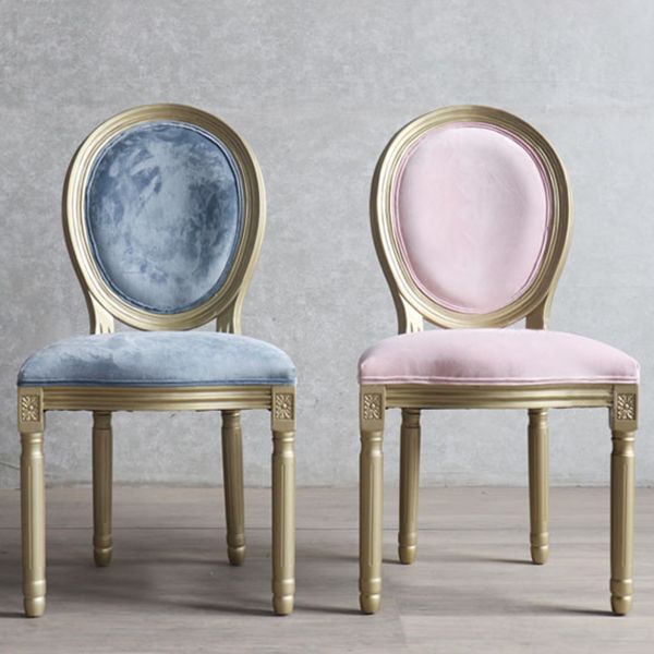 Chaise de salle à manger traditionnelle en velours, chaise latérale à dossier King Louis de 38 pouces avec 4 pieds pour restaurant