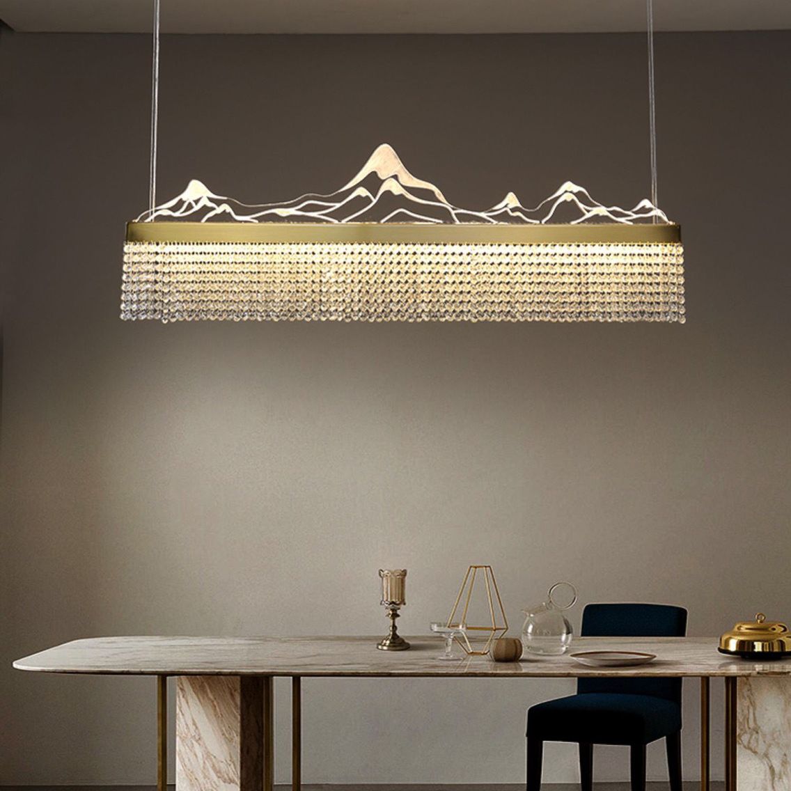 Cascades Hanging Island Lights Crystal Modern Designer Pendant Lighting Fixtures for Restaurant