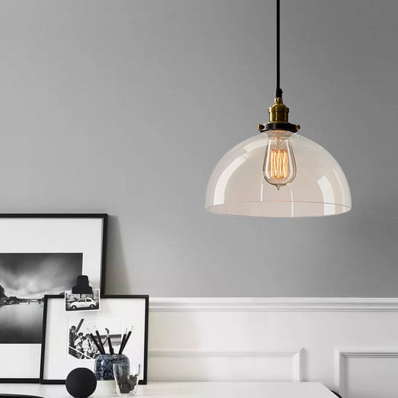 Single-Bulb Glass Pendant Lamp Industrial Geometric Bedroom Suspension Light