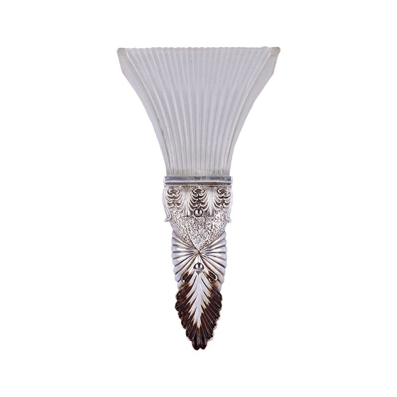 Flared Yellow Glass Wall Sconce Light Retro Style 1 Head Living Room Wall Mounted Lamp with Gold/Silver/White and Gold Backplate