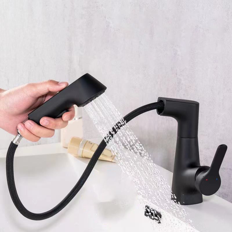 Contemporary Sink Faucet Plian Low Arc Brass Centerset Lavatory Faucet