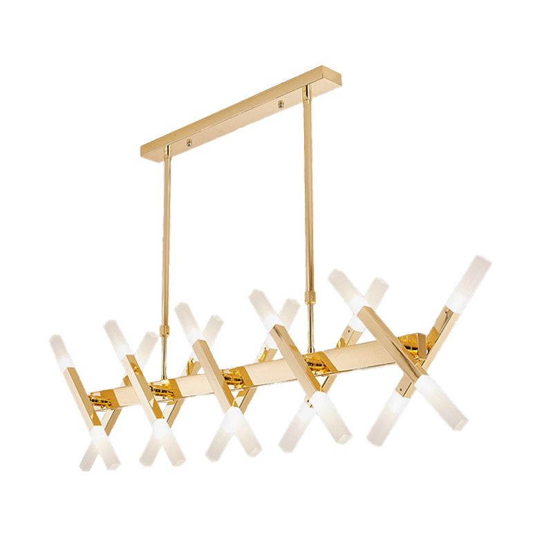Acrylic Tube Island Pendant Modern 16/20 Lights Black/White/Gold Ceiling Pendant Light for Dining Room