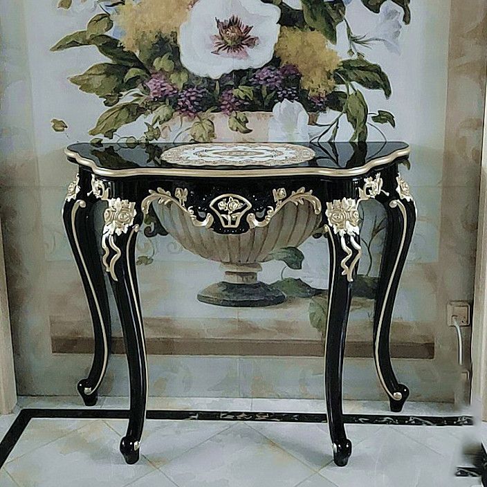 Victorian Hall 4 Legs Solid Wood Half Moon Console Accent Table