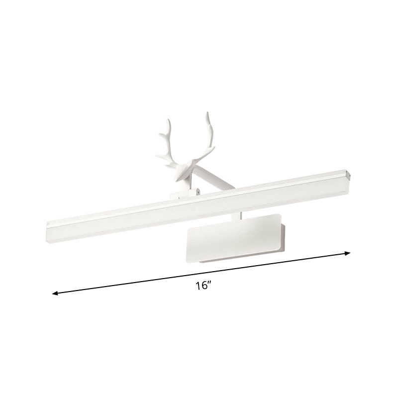 Lámpara de pared rectangular estilo moderno acrílico LED blancos de iluminación de tocador de tocador en luz cálida/blanca con diseño de asta de metal