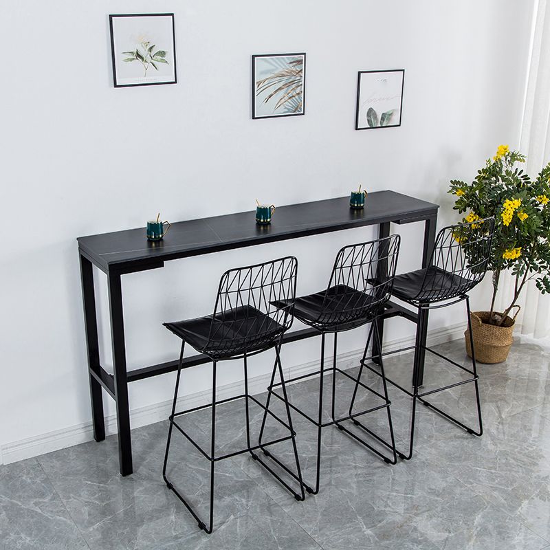 Contemporary Style Bar Table Stone Bar Dining Table with Footrest