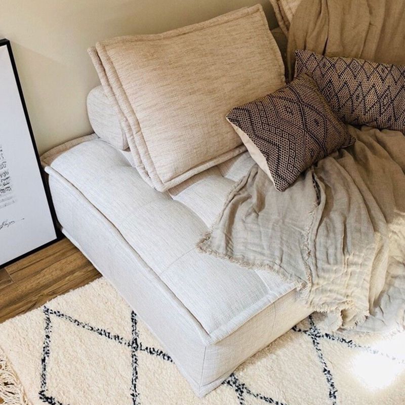 Modern Style Lamb/emery Cloth Sofa with No Armrest and No Cushion Back