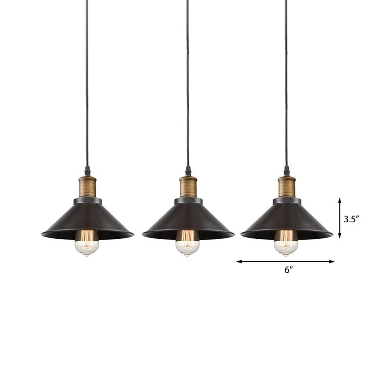 3 Pack Cone Shade Restaurant Anhänger leichte Vintage Metal 1 Hellschwarz Hanging Deckenleuchte