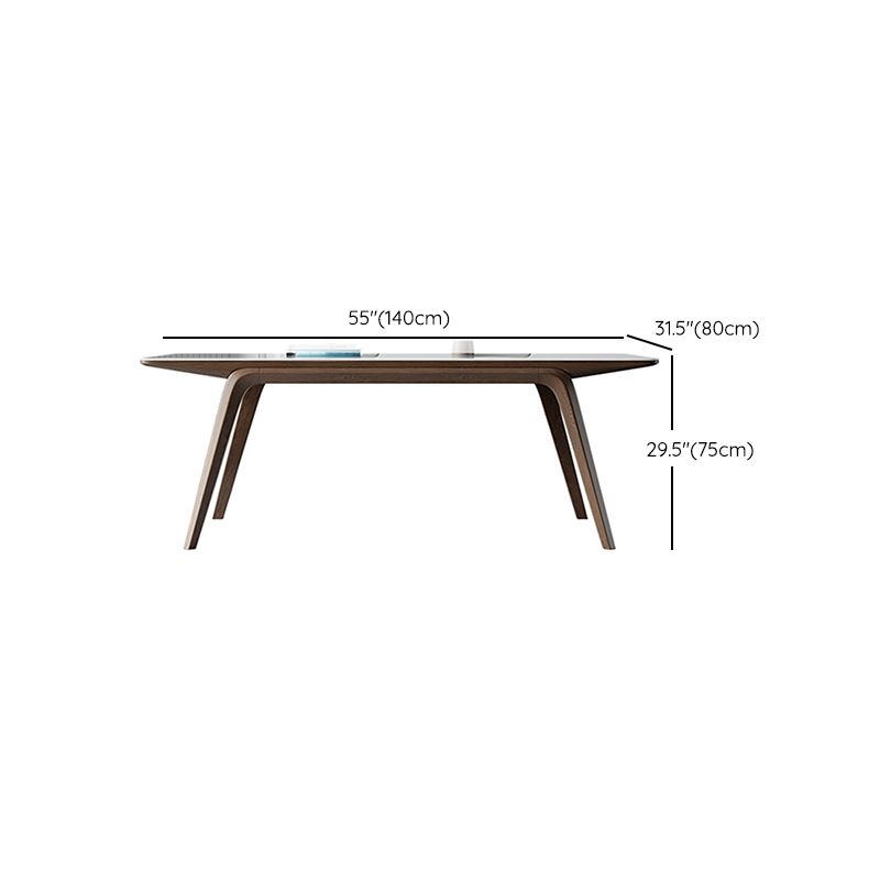 Modern Rectangle Table Sintered Stone Dining Table with Wood Legs