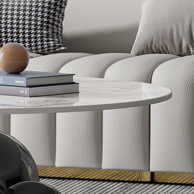 Glam Style 16.92" Tall Abstract Cocktail Table Round Slate Coffee Table