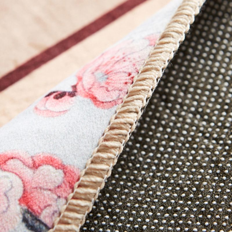 Tapis nostalgique élégant de couleur claire, imprimé de branches en Polyester, tapis d'intérieur résistant aux taches pour la décoration de la maison