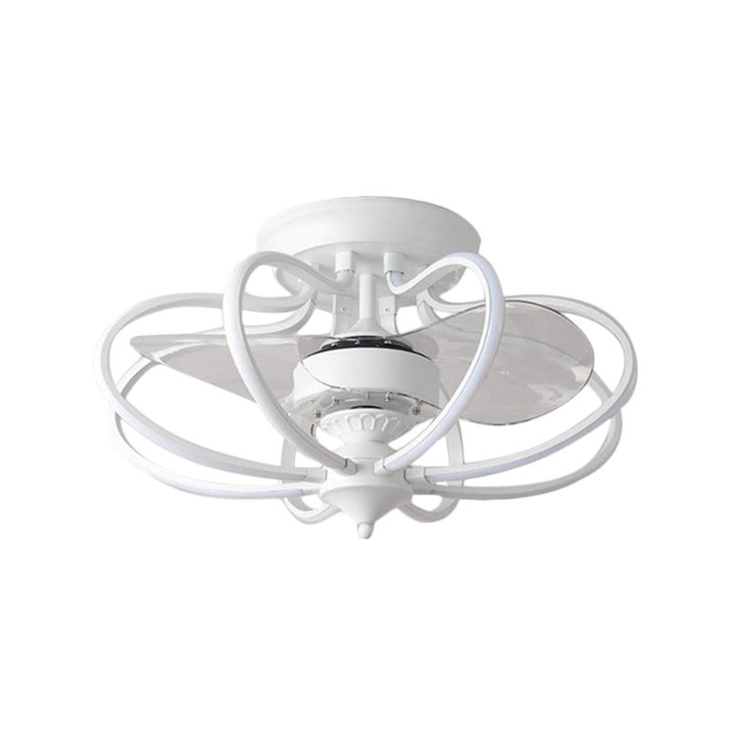 Luz de ventilador colgante metálico enjaulado Contemporáneo de 25.5 "de ancho LED de ancho, 2 cuchillas