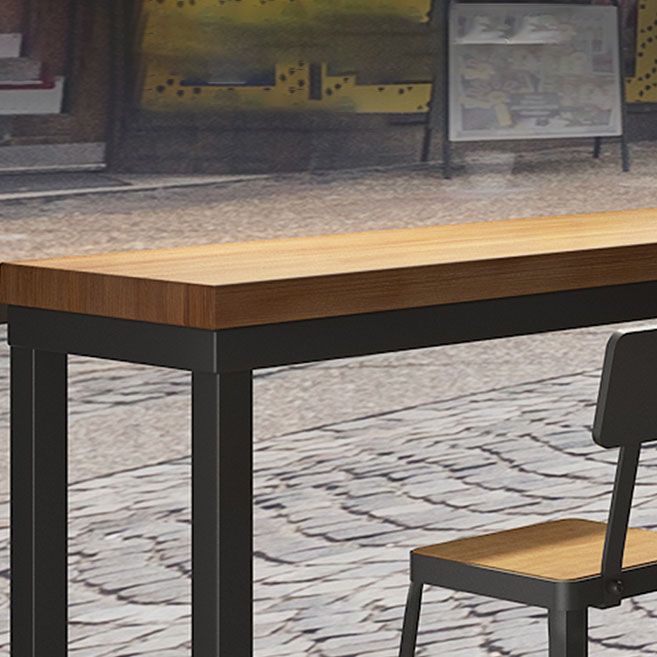 Solid Wood Bar Table Set 1/7 Pcs Industrial Metal Frame Bar Table and Stools