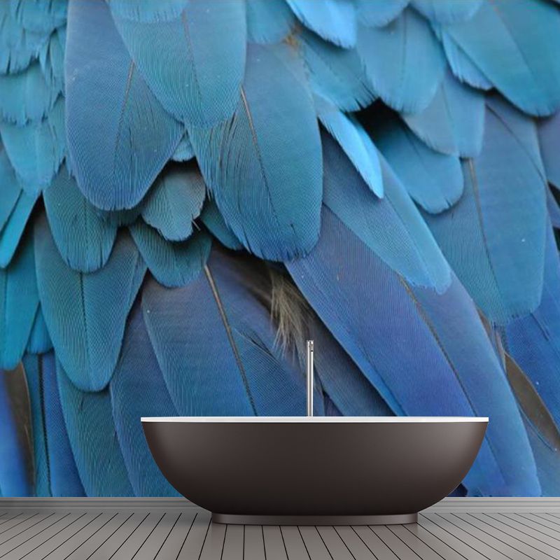Modern Feather Wallpaper Murals Non-Woven Fabric Decorative Blue Wall Decor for Bedroom