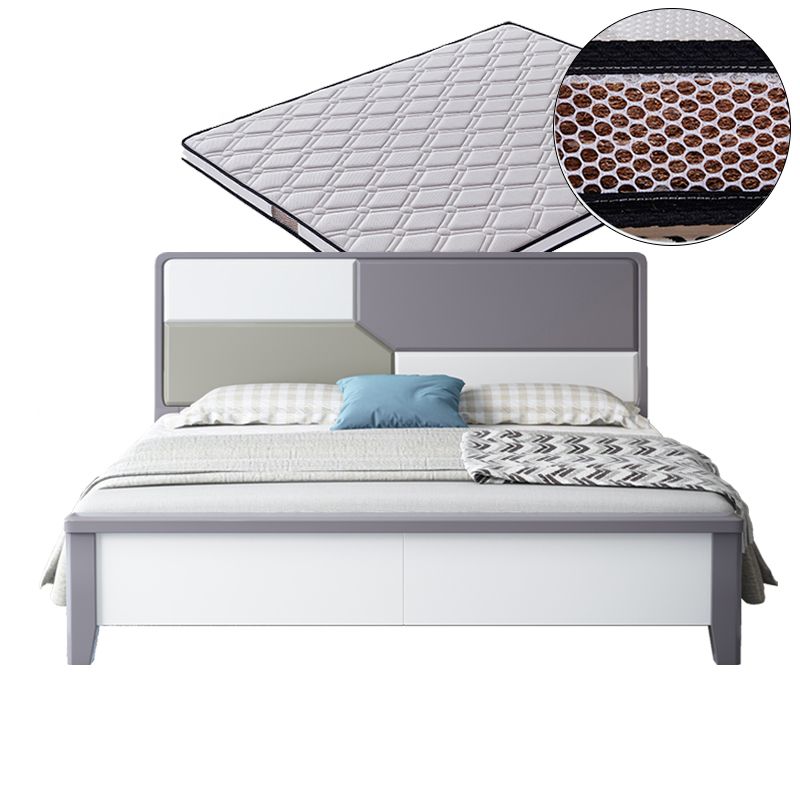 43.3" Tall Solid Wood Panel Bed Contemporary Bed Frame with Headboard