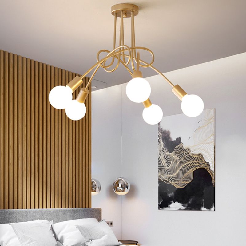 Industrial Style Iron Ceiling Light 5-Lights Curve Shape for Bedroom