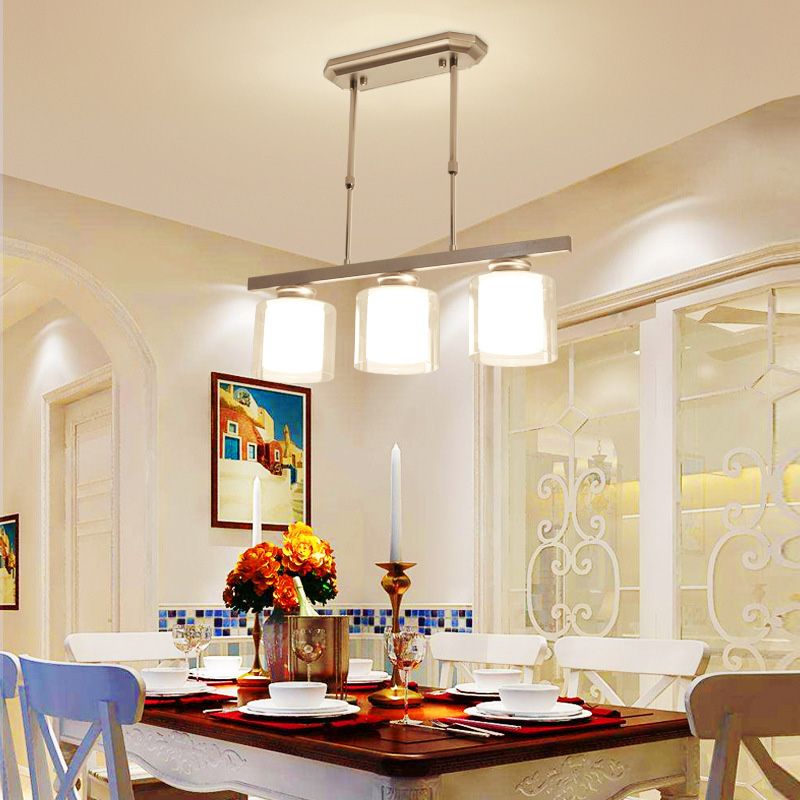Fidutri di illuminazione a lampadario contemporanei di vetro a vetro pulito contemporaneo dell'isola per tavolo da pranzo