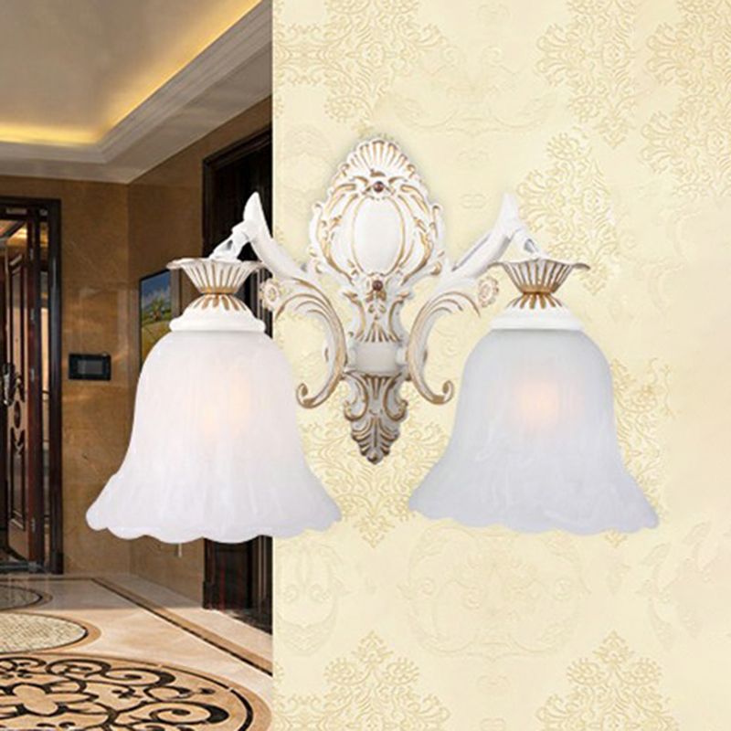 Frosted Glass Shaded Wall Lamp Country Style Hallway Wall Sconce Lighting Fixture