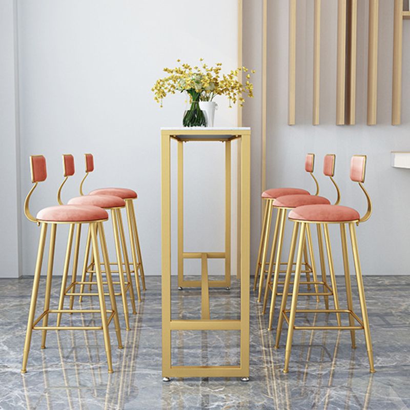 White Faux Marble Table Modern Style Bistro Table with Trestle Base