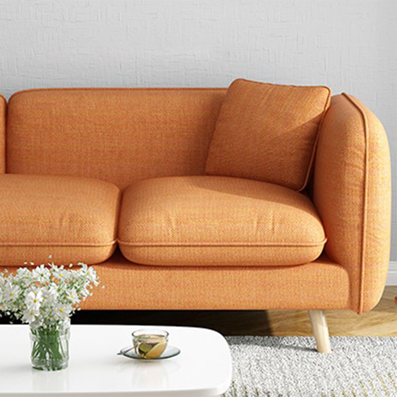 Contemporary Slipcovered Living Room Square Arm Cushions Seating