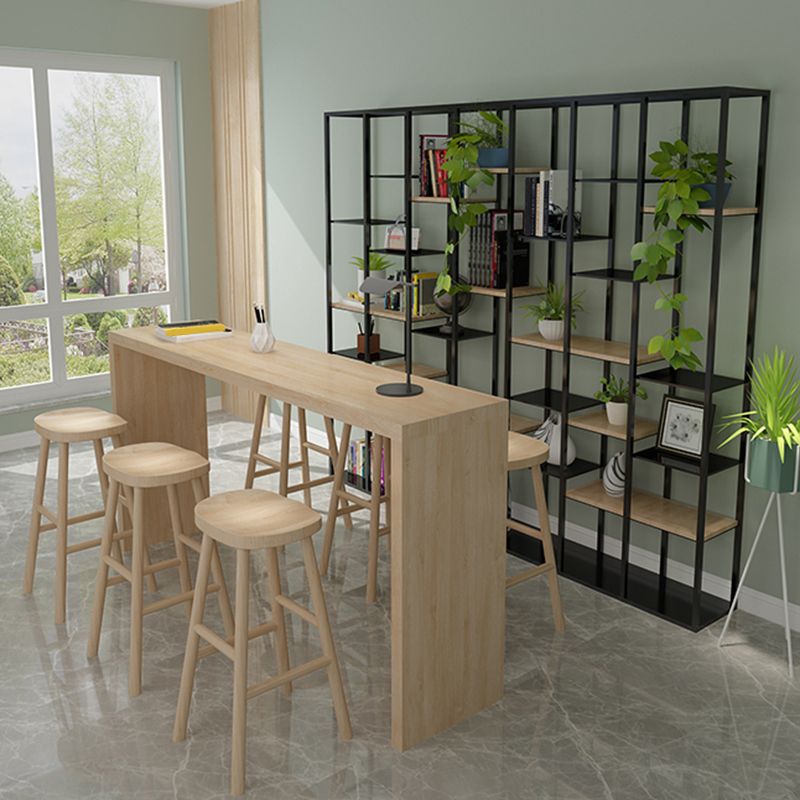 Modern Rectangle Bar Table Set 1/7 Pcs Solid Wood Bar Table and Backless Stools