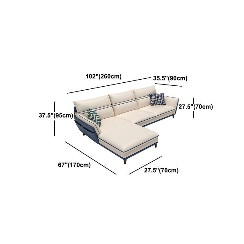 Leather Pillow Top Arm Sofa 37.4"High Cushion Back Sectional Sofa with Storage