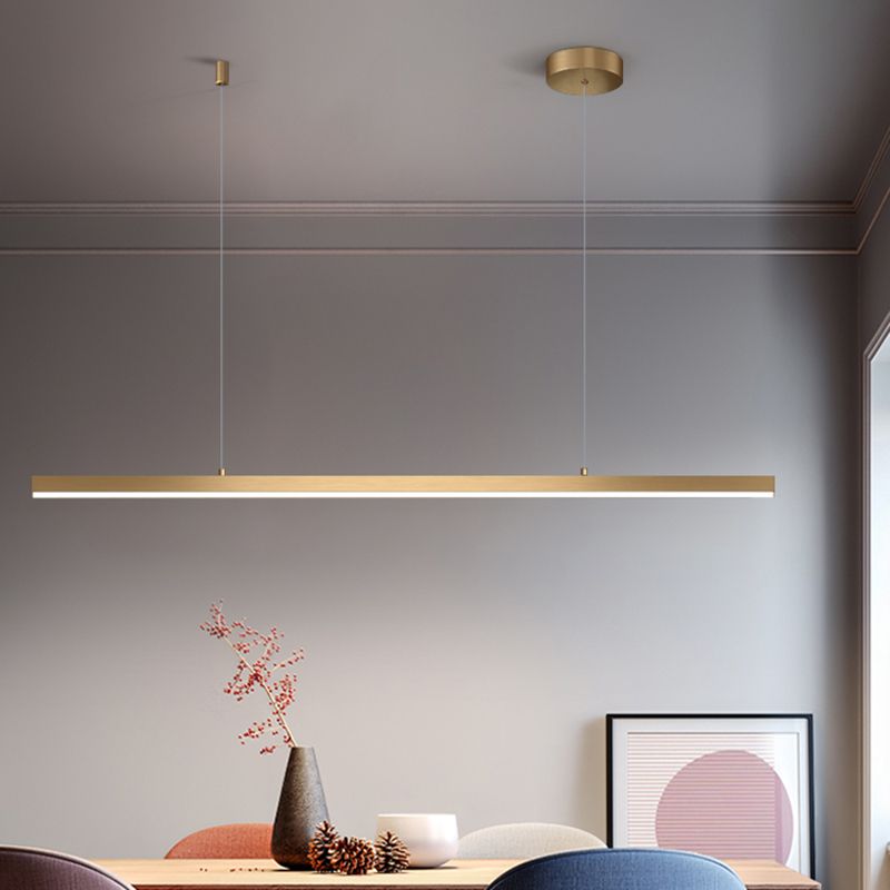Gold Aluminum Island Lamps Linear Restaurant LED Pendant Lights with Acrylic Shade