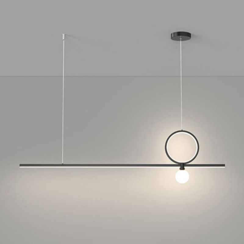 Linear Shape Metal Island Chandelier Modern Style 3 Lights Island Ceiling Light