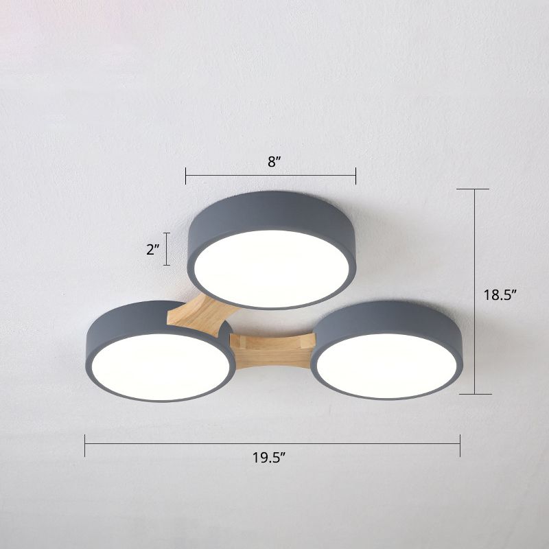 Macaron Creative Round Flush Lamp Acrylic Living Room LED Ceiling Mount Light Fixture