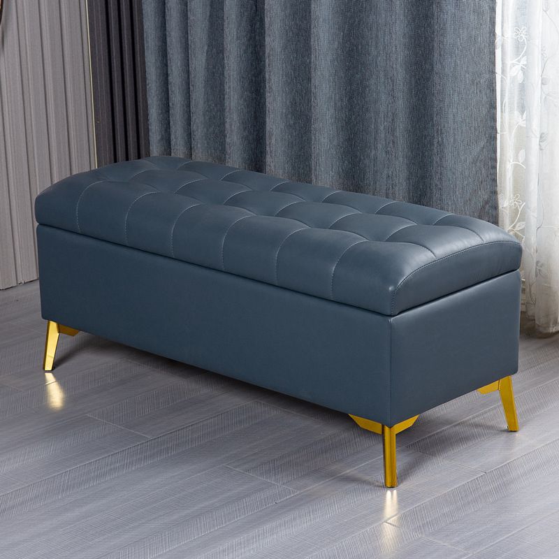 Glam Pouf Ottoman PU Leather Upholstered Solid Color Tufted Square Ottoman with Storage