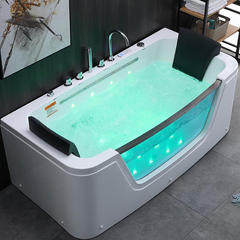 Bathroom Modern Acrylic Bath Tub Back to Wall Center Drain Tub