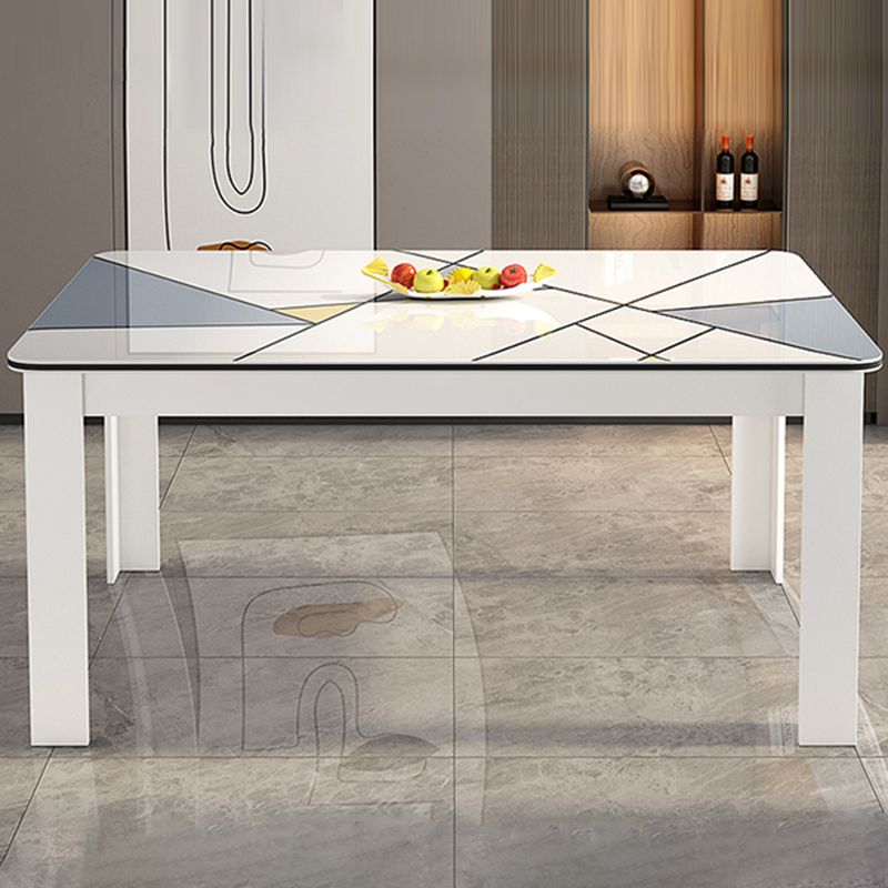 Modern Rectangle Wood Dining Table Metal Base for Dining Room