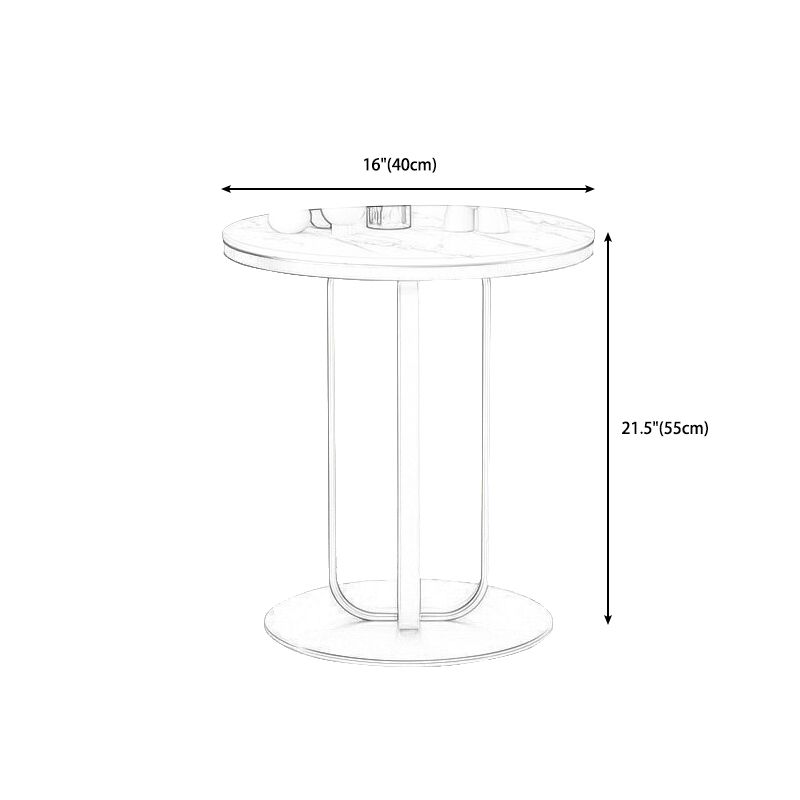 Modern Round Side Table 21.5" Tall Pedestal End Table in White