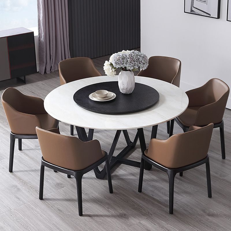 Brown Contemporary Dining Accent Chair Black Oak Wood Legs Dining Chair