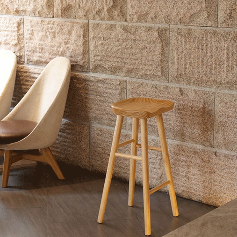 Industrial Armless Backless Counter Stool Wood Bar Stool with Pedal for Cafe