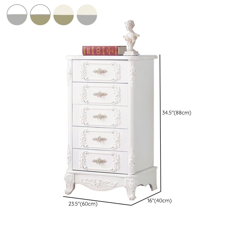 Traditional Wooden Storage Chest Home Vertical Chest in White with Drawers