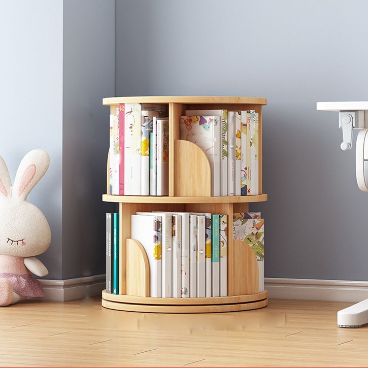 Round Rotatable Bookcase Wooden Closed Storage Bookshelf for Home Office, 16" / 18" W