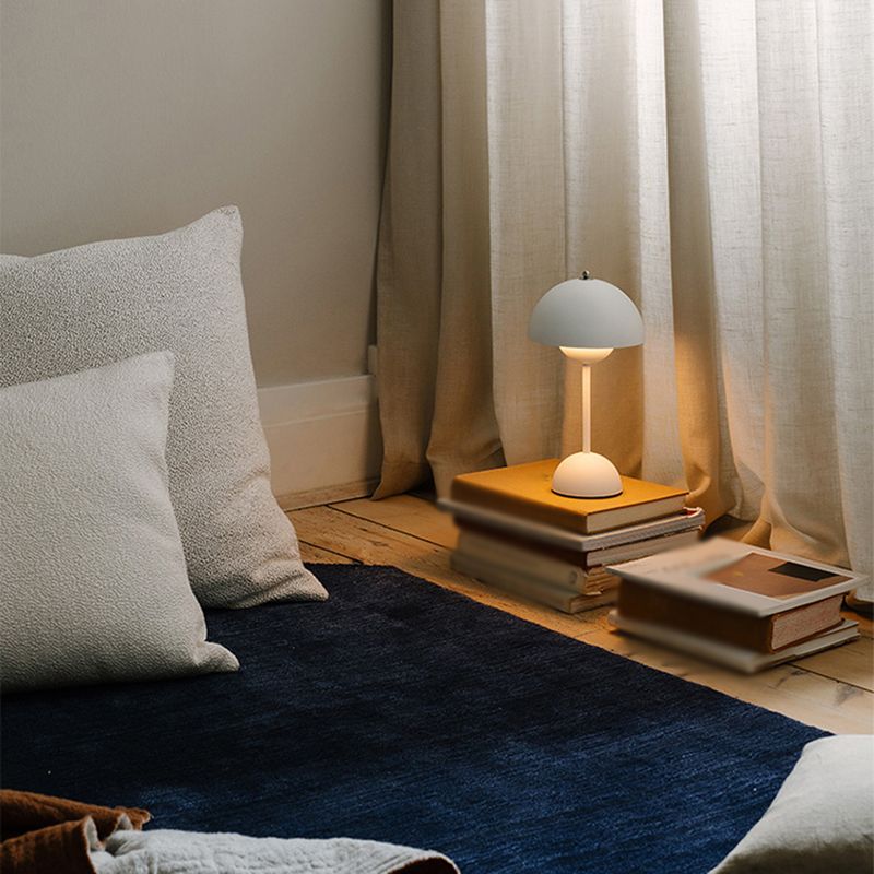 Modern Style Dome Night Table Lamp Metal One Light Nightstand Lamp