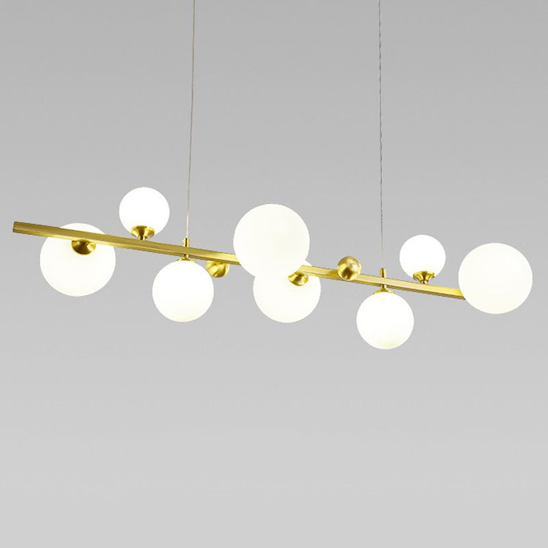 Modern Style Globe Shade Island Pendants 8-Lights Glass Pendant Lights for Dining Room