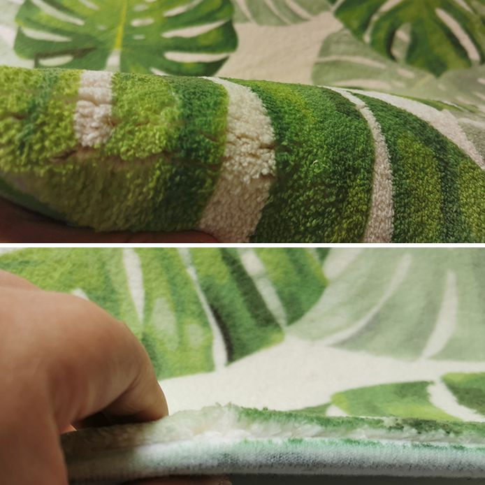 Green Tone Palm Leaves Pattern Rug Polyester Antique Carpet Stain Resistant Rug for Living Room