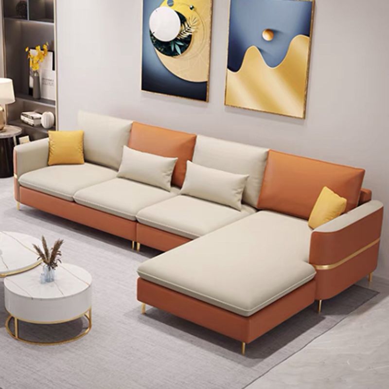 Contemporary 4-Seater Sectional with Square Arms for Living Room