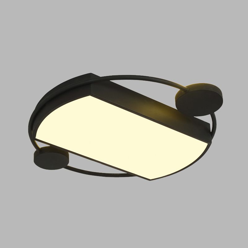 Ring en rechthoek spoeling verlichting modernistisch metaal 16 "/19,5" brede led zwart plafond gemonteerd armatuur
