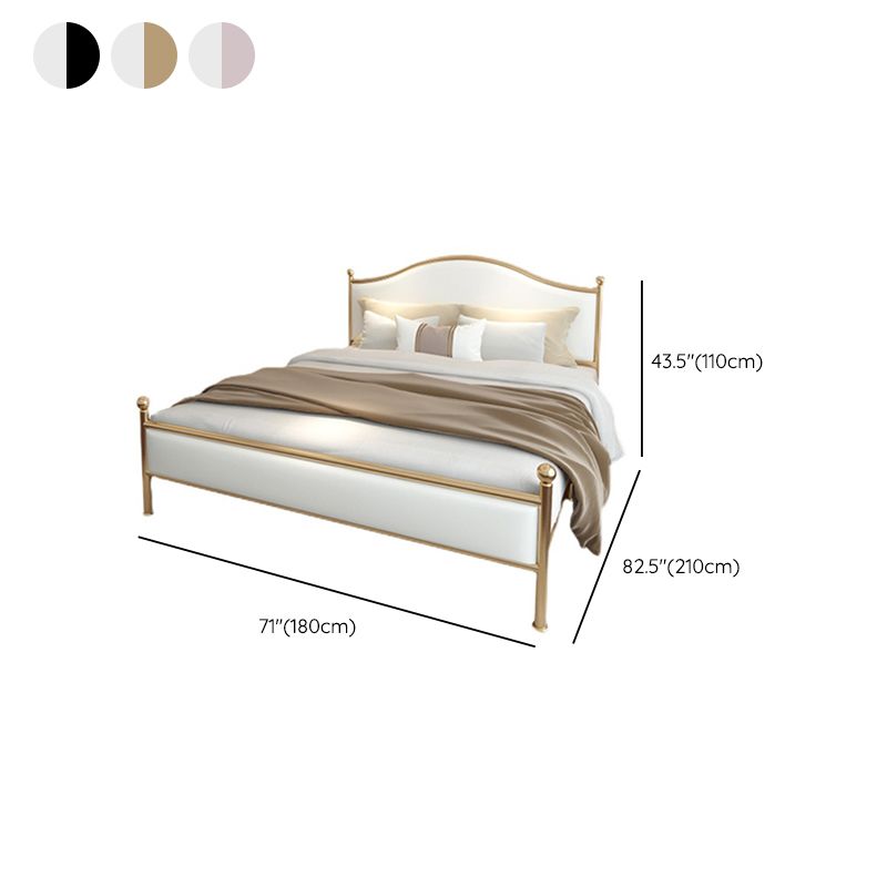Contemporary Bed Frame Metal Standard Bed with Upholstered Headboard