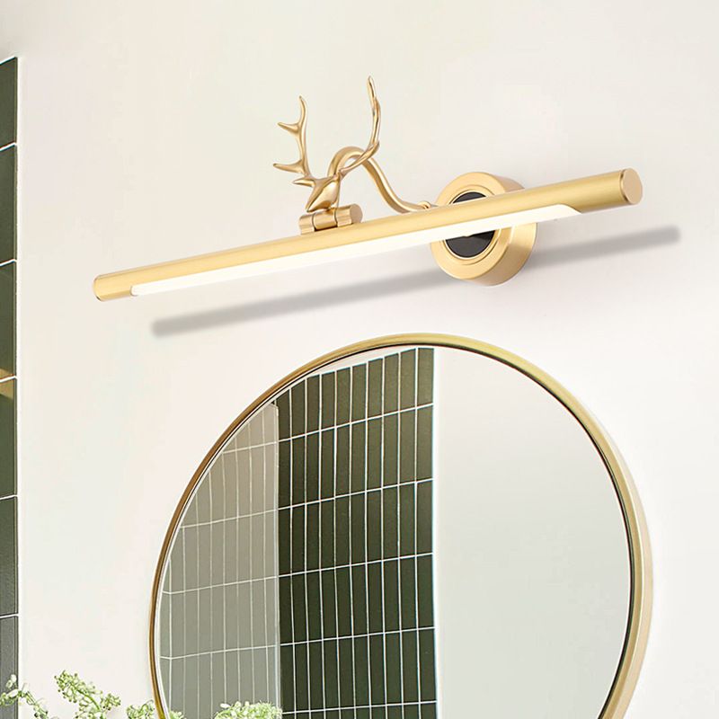 Antler Bathroom Vanity Lighting Rustic Metal LED Tube Wall Sconce Light with Adjustable Joint