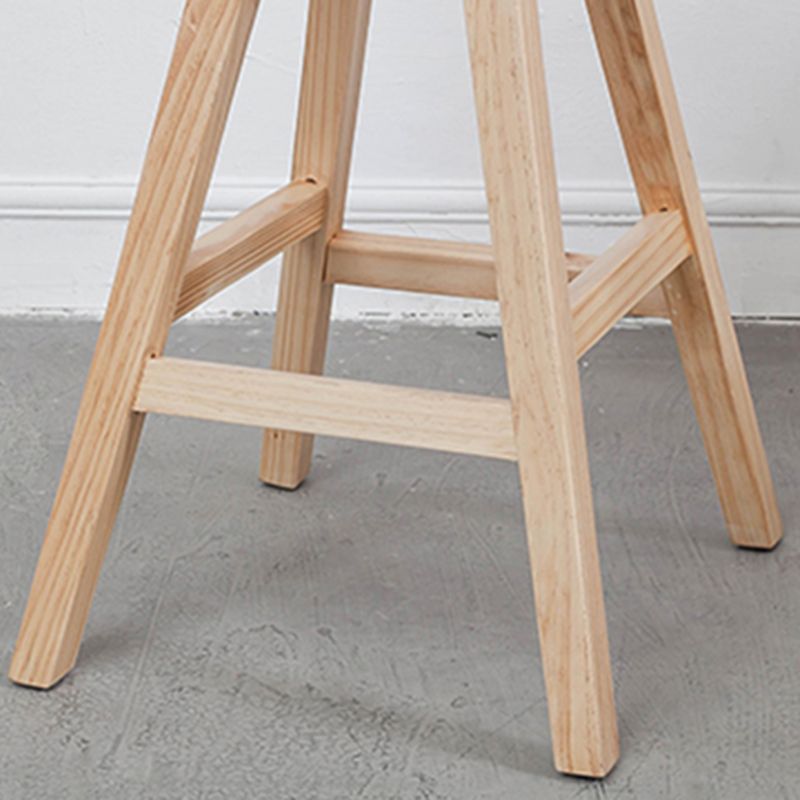 Contemporary Wood Seat Bar Stool Low Back Bar Stool for Home Use